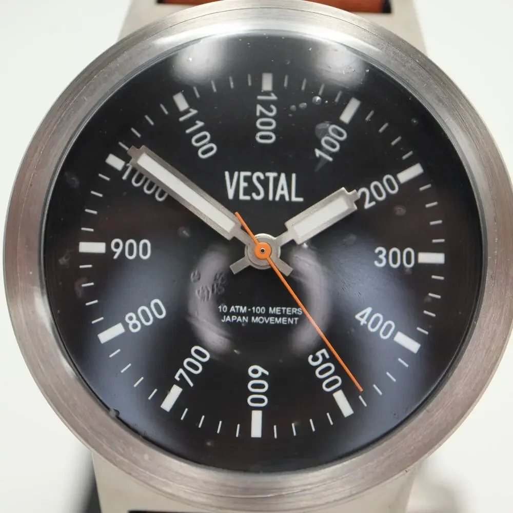 Vestal Retrofocus Mens 44mm Field Watch Monster Italian Leather w New Battery
